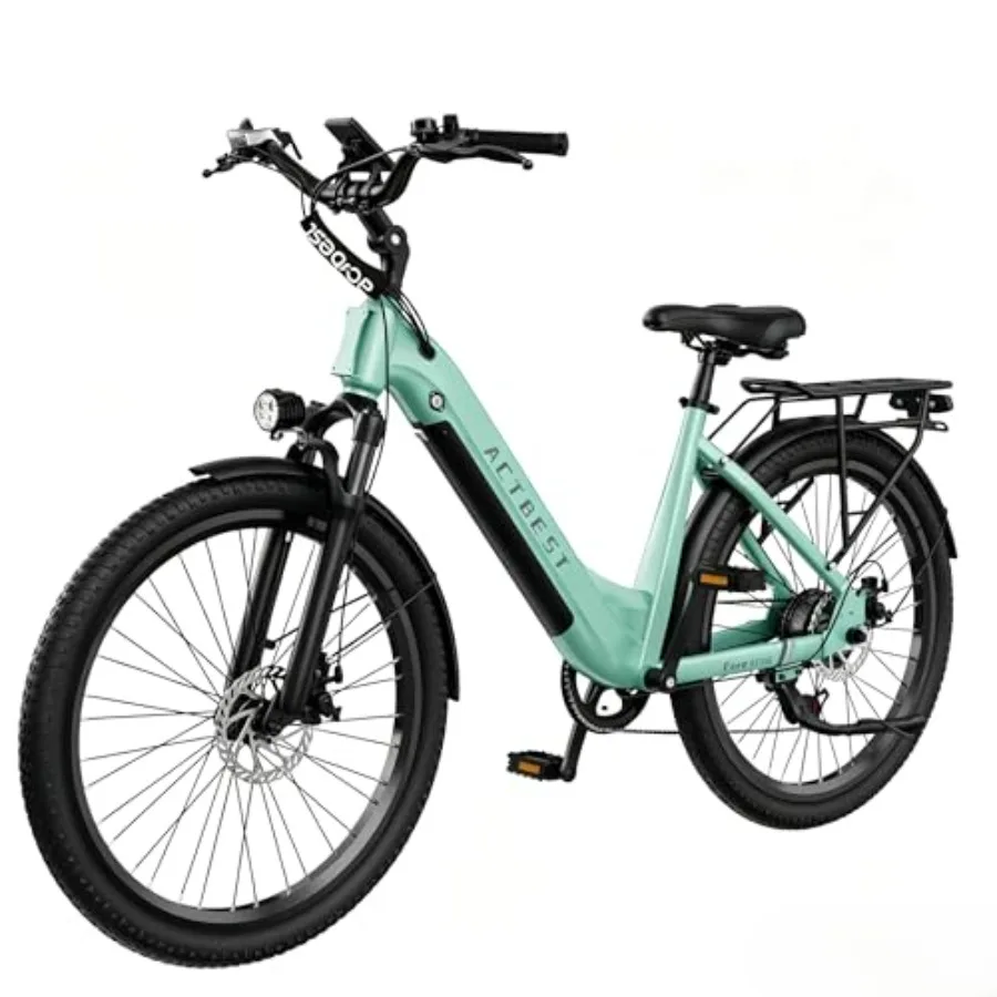

Commute-ready step-thru electric bike for adults: aluminum frame matte black 1200W peak motor 500Wh removable battery 7-speed 2