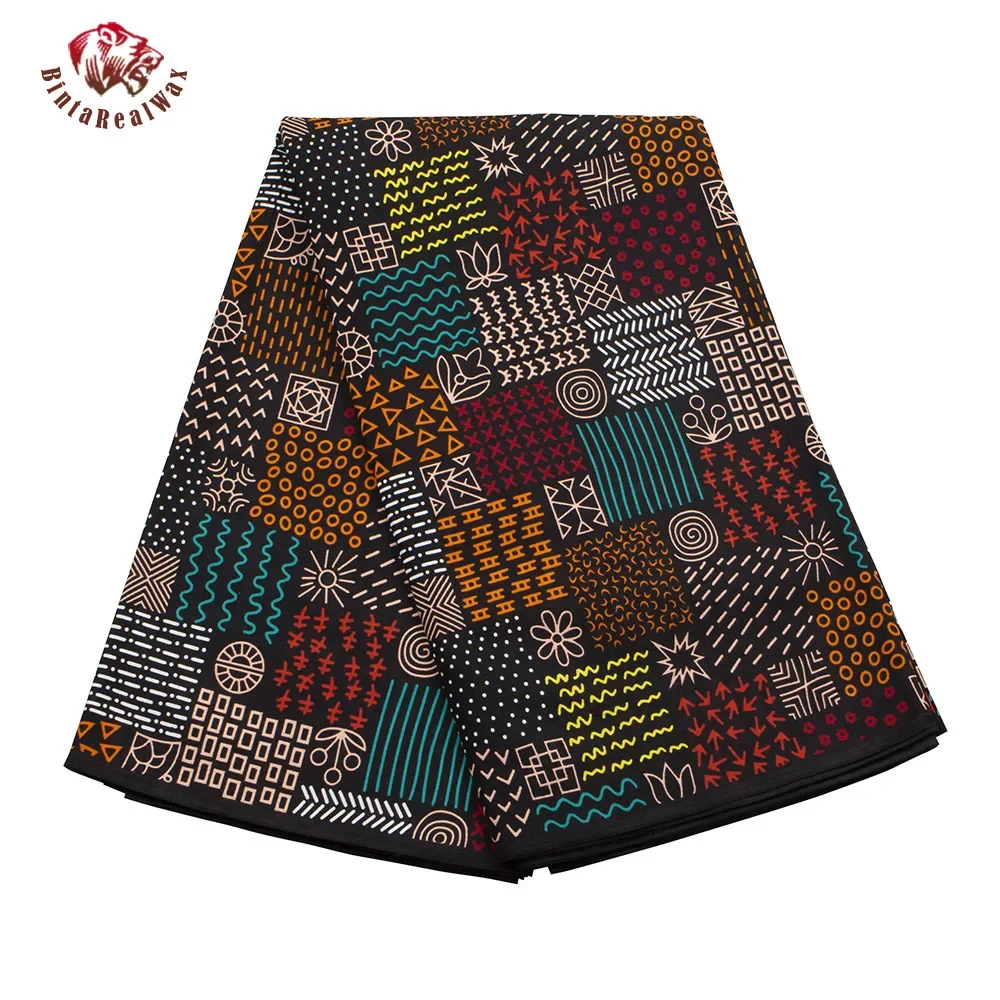 Wosk tkanina ankara druk prawdziwym woskiem bawełna 100% nowy wzór tissus wosk africain patchwork tkanina na sukienkę 6 jardów 24 fs1523