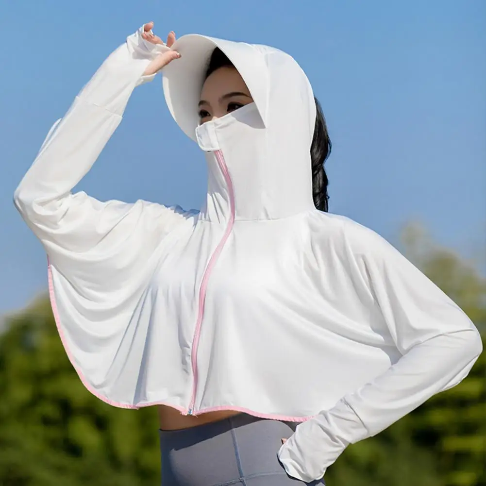 Summer Ice Silk Sunscreen Coat Clothing Women'S Solid Ultra Thin Unisex Sun Clothing Detachable Brim Hooded Jacket