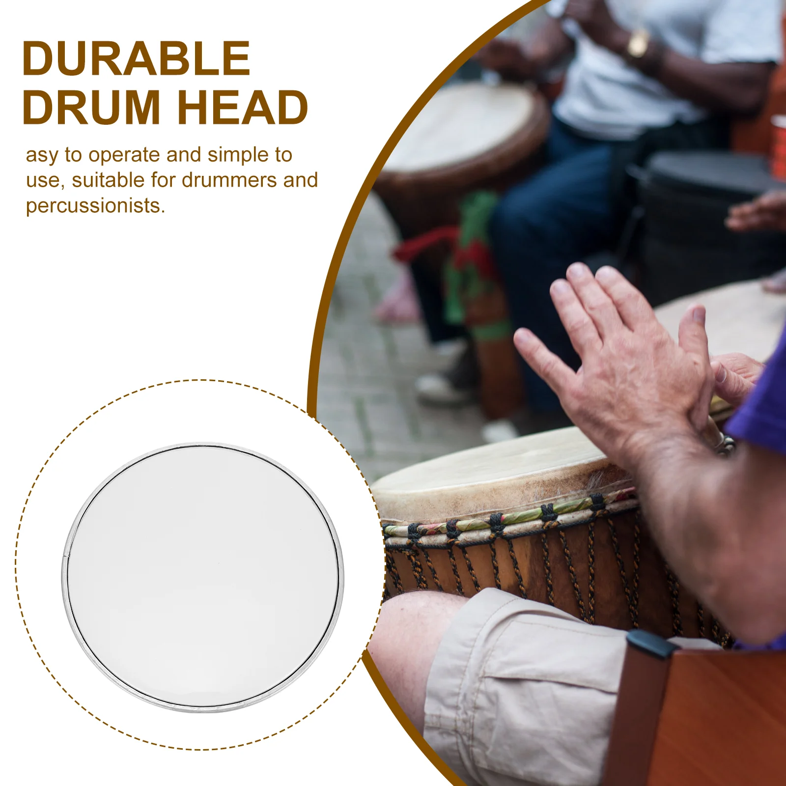 10 Inch Universal Drumhead White Polyester Impact Resistant Bass Enhancement Stable Metal Drum Kit Accessory