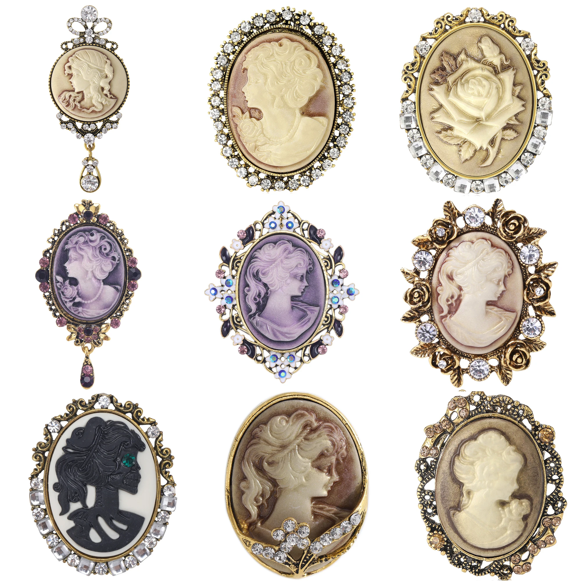 Broches de cabeza de niña hermosa de perla para mujer, Pin esmaltado para mujer, accesorios de regalos para amigos y fiestas de oficina