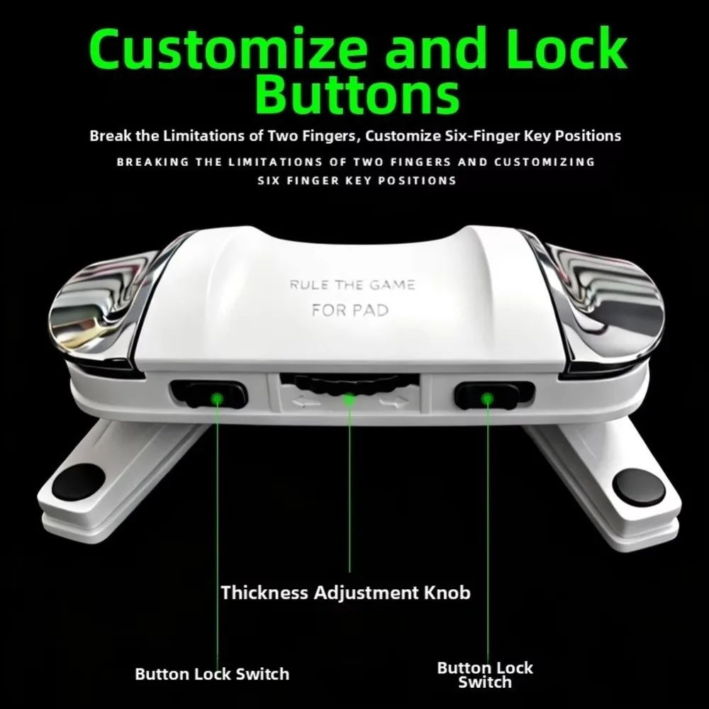 1 Pair 6 Finger Tablet Game Grip Silicone Anti Slip Adjustable Thickness Clamp Mobile Game Trigger Button High Frequency Click