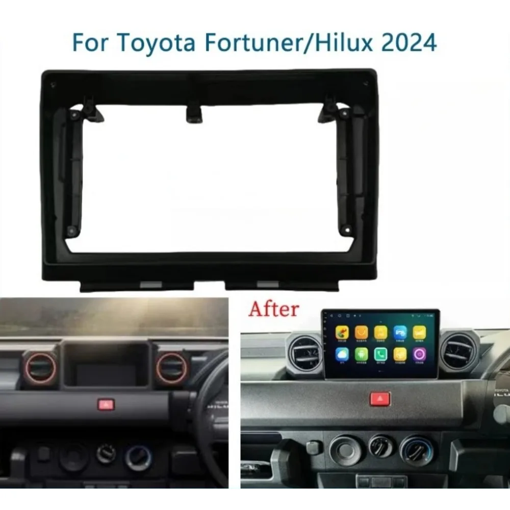 

Car Radio Stereo Dash Frame For 2024 TOYOTA HILUX CHAMP Accessory Fascia Bezel Panel Automotive tools Covers Fit Plastic Durable