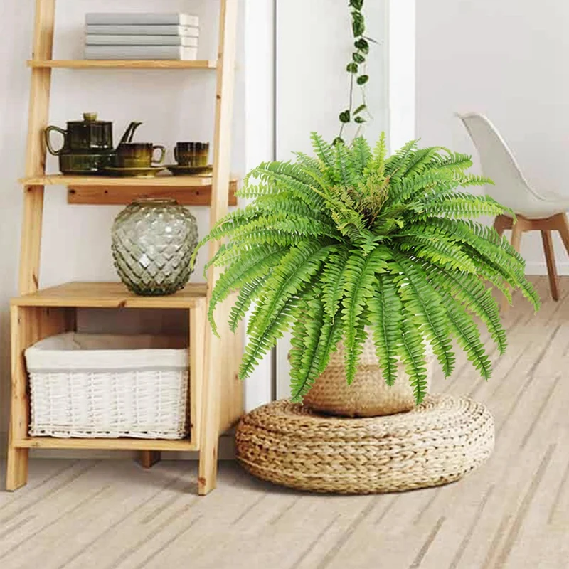 

A21I-Artificial Ferns For Outdoors & Indoors,Large Faux Ferns Fake Boston Fern Plant For Planter Garden Porch Entrance