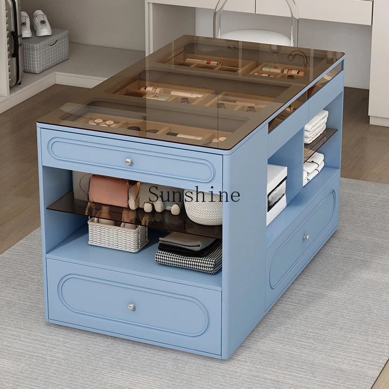 Simple color cloakroom dresser integrated jewelry cabinet island platform home floor removable solid wood