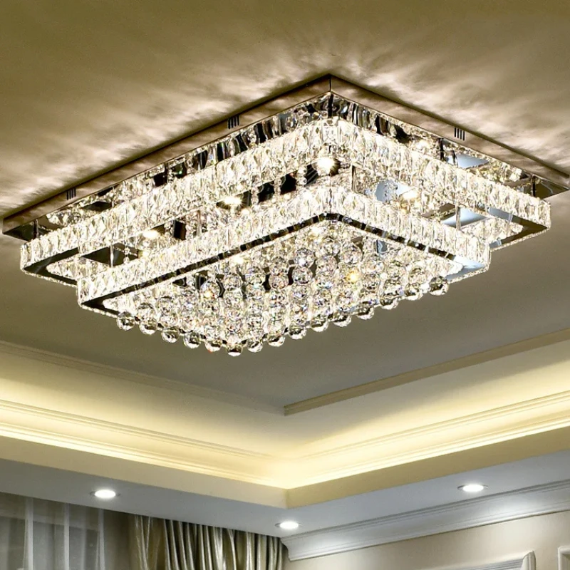 

Modern Luxury Crystal LED Chandelier For Living Room Bedroom Dining Room Kitchen Ceiling Lamp Silver Chrome Remote Control Light
