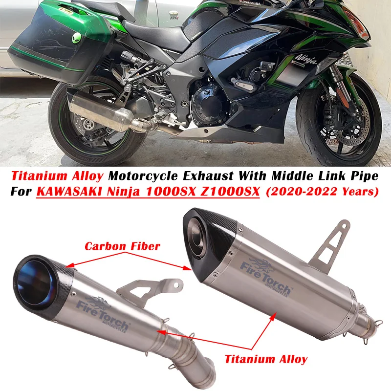 

For KAWASAKI Ninja 1000SX Z1000SX 2020 2021 2022 Motorcycle Exhaust Escape Modified Titanium Alloy Muffler With Middle Link Pipe