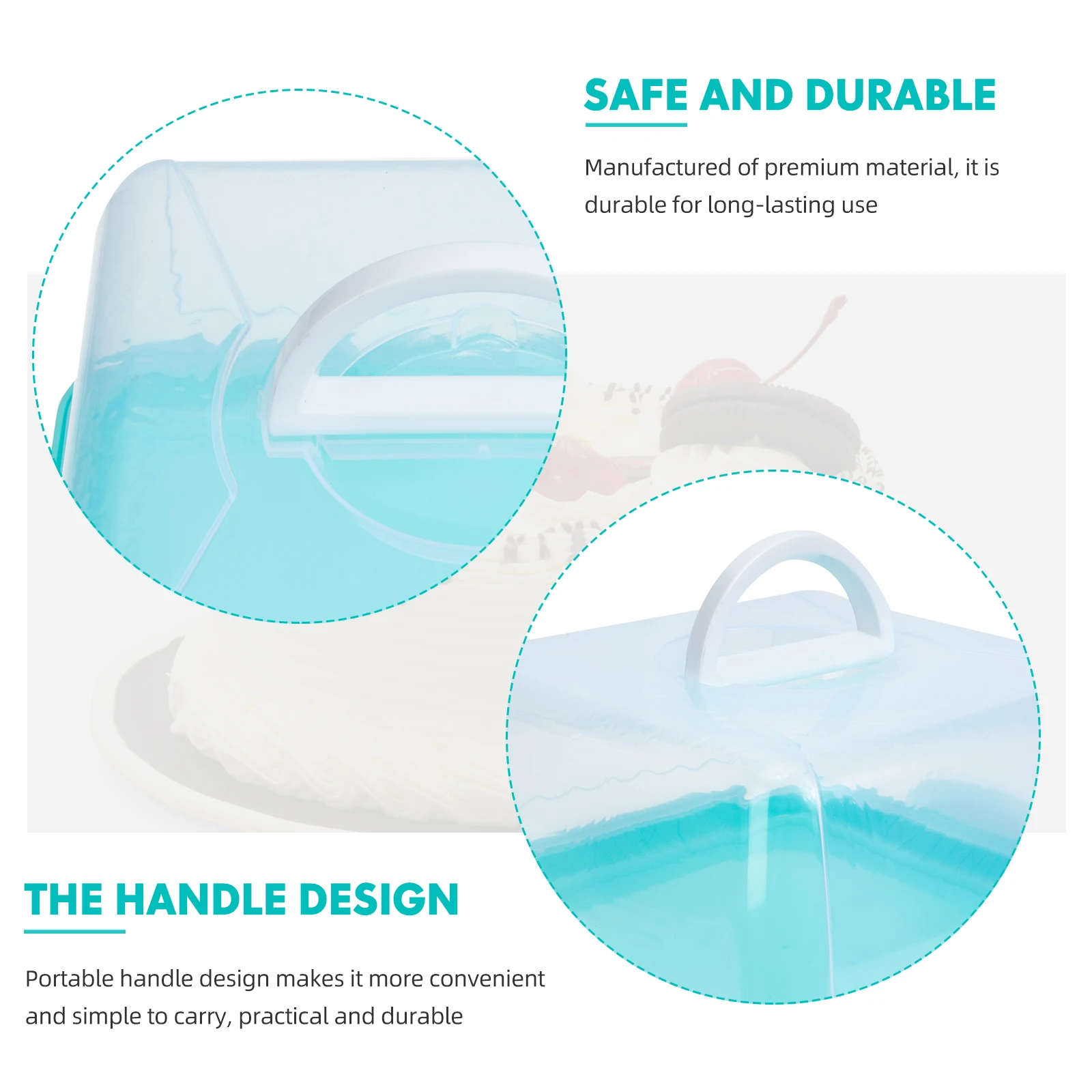 

Sturdy Handheld Plastic Boxes Transparent Food Safe Containers with Handles Portable Storage Boxes for Bakeries Home Use Cake