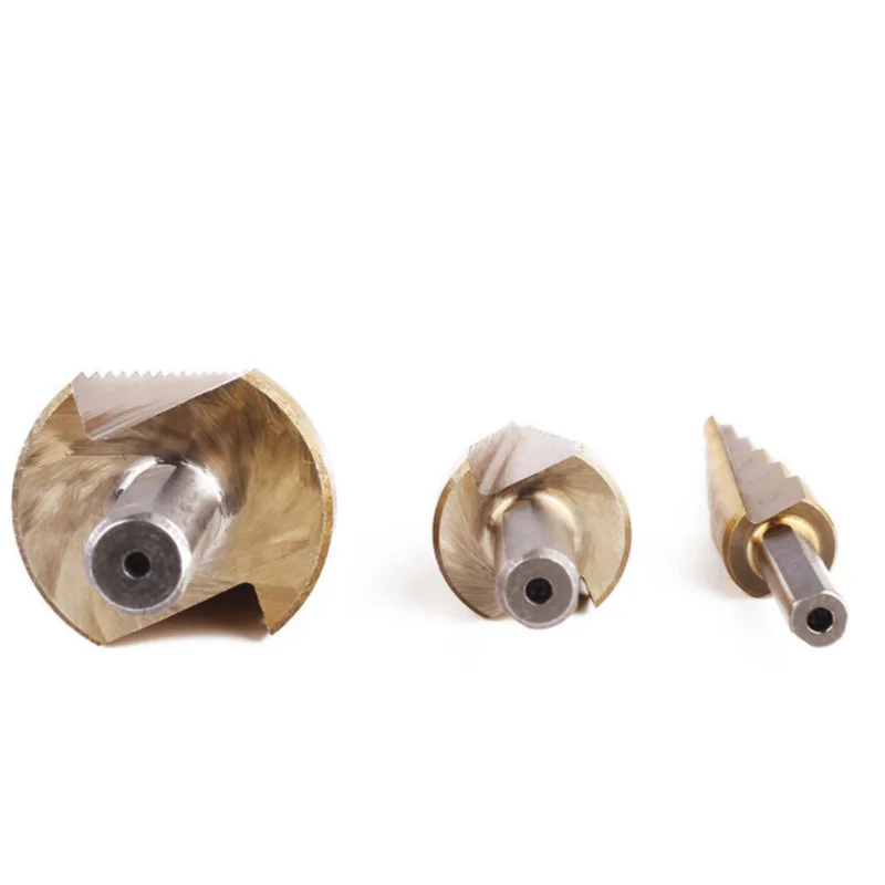 HSS Step Drill Bit Set Includes 4-12mm 4-20mm and 4-32mm Sizes for Progressive Hole Enlargement on Multiple Substrates