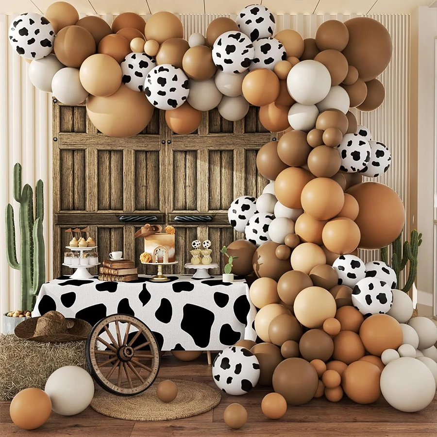 Western Cowboy Braun Nude Kuh Ballon Girlande Bogen Set für Farm Wild West Mein Erstes Rodeo Babyparty Geburtstag Party Dekorationen