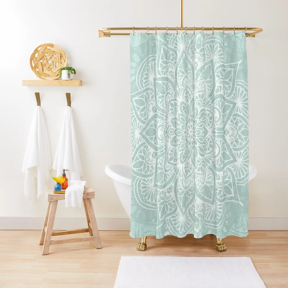 

Boho, Mandala, Love, Flower of Life, Teal Shower Curtain Shower Waterproof Bathroom Deco Anime Bathroom Curtain