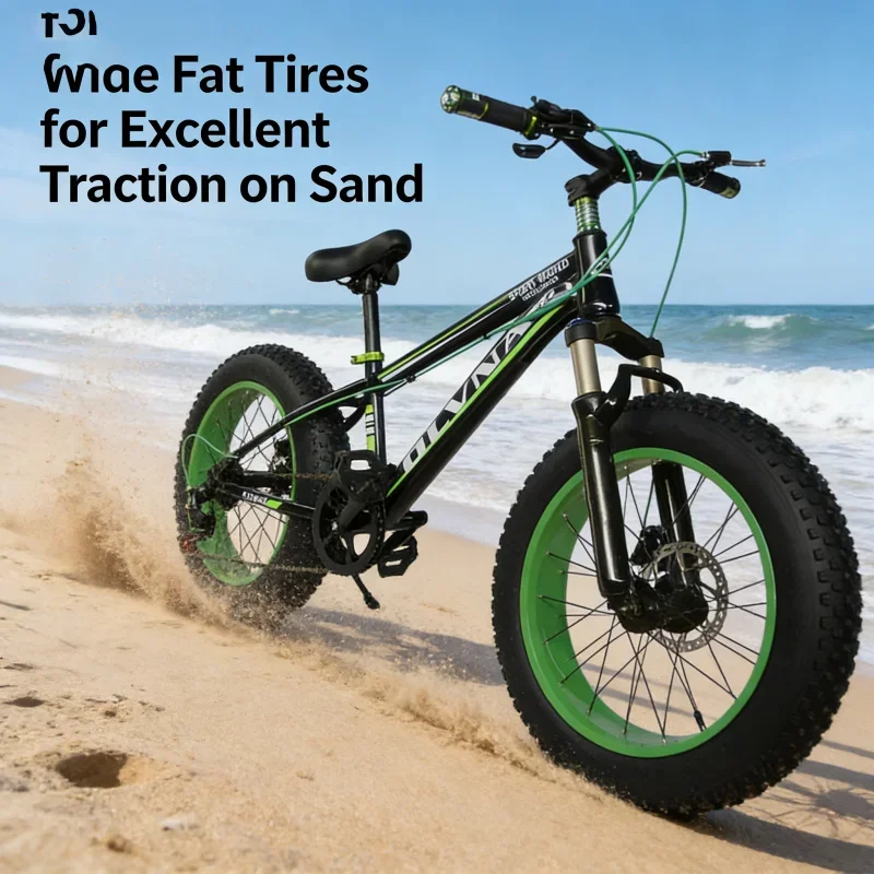 

Mountain Bike with Variable Speed and Disc Brake for Students, Big Tire Snow Bike, 26Wide Wheel, 20in, Black and Green, New