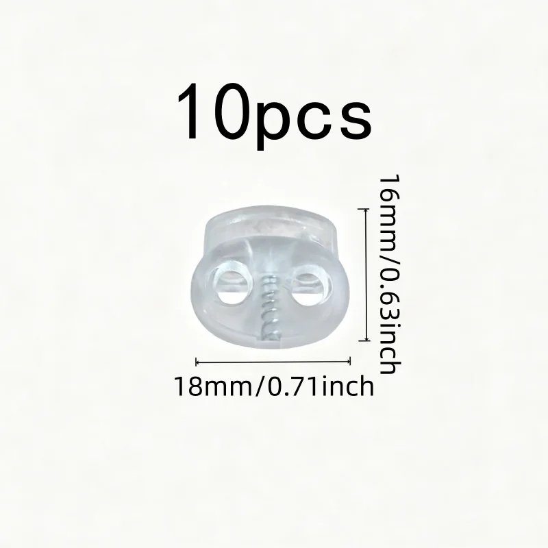 10 pcs 16mm Pig Nose Buckles, Anti-Slip Grip, Clothing Drawstrings Bag String Clips, Transparent Plastic