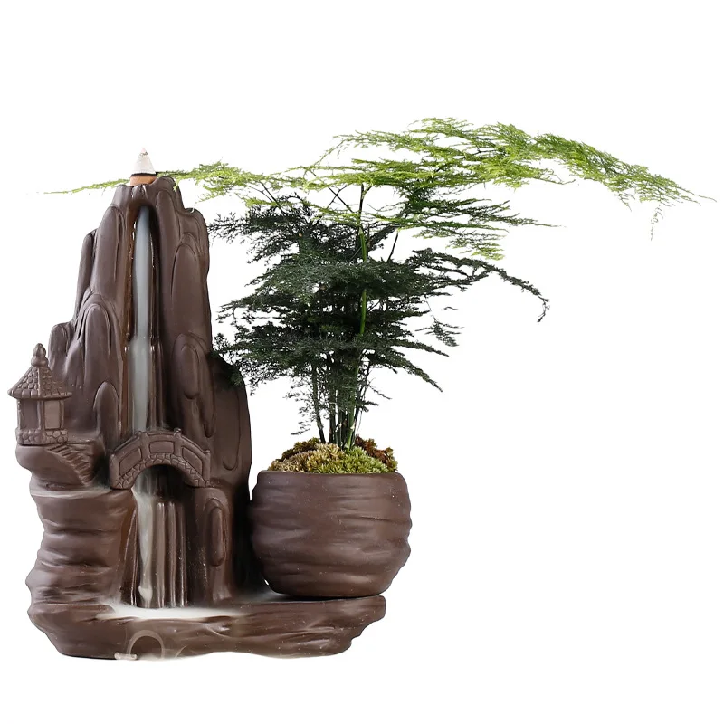 Purple Clay Backflow Incense Burner Aromatherapy Stove High Mountain and Flowing Water Decoration Creative Home Lucky Decoration
