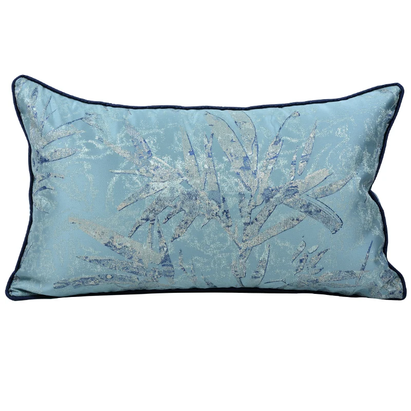 Blue Pillows Leaf Jacquard Cushion Case Modern Simple Decorative Pillow Cover For Sofa Chair Home Decorations