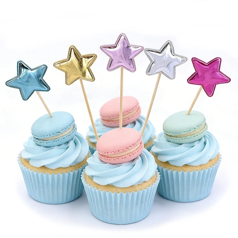 50/100 Piezas de Adornos Brillantes Reflectantes para Pastel, Forma de Estrella, Decoración para Mesa de Postres en Cumpleaños, Bodas y Fiestas