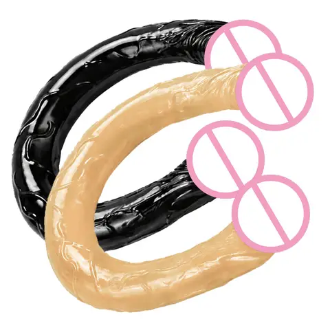 Realistic TPE Double Ended Dildo - Flexible Dual Head Penis for Couples Lesbian & Solo Play