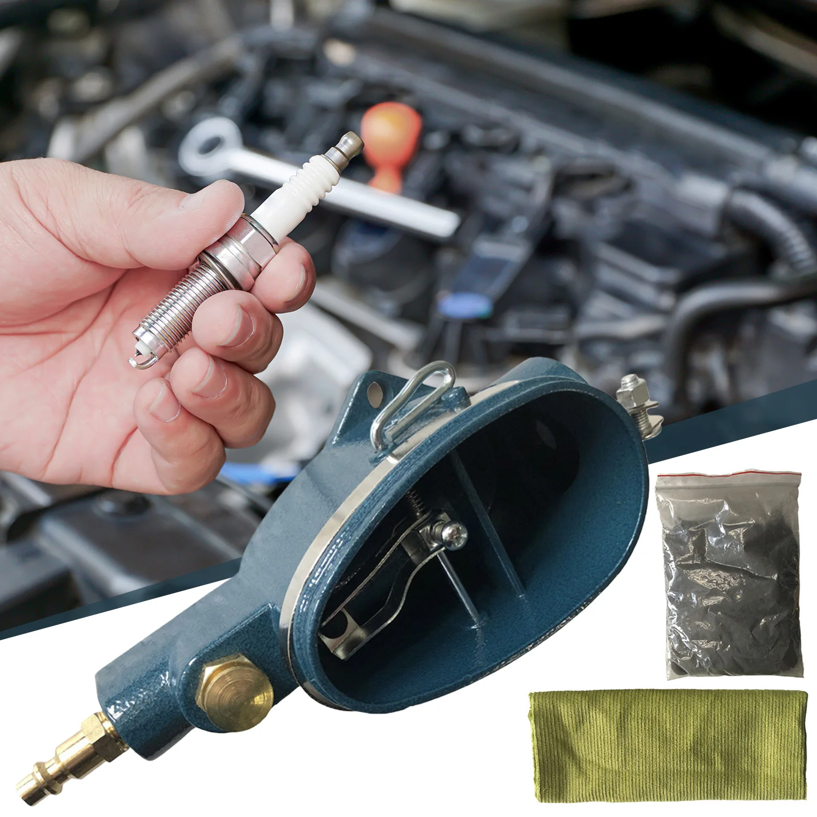 Aluminum Spark Plug Cleaner Sandblaster with Brasive Material Spark Plug Clean Sandblaster for Most Motorcycle Lawn Mower Cars