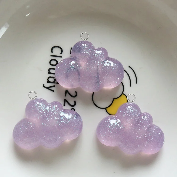 10pcs Shiny Irregular Cloud Resin Charms Colorful Bubble Cloud Pendant For Earring Diy Jewelry Make