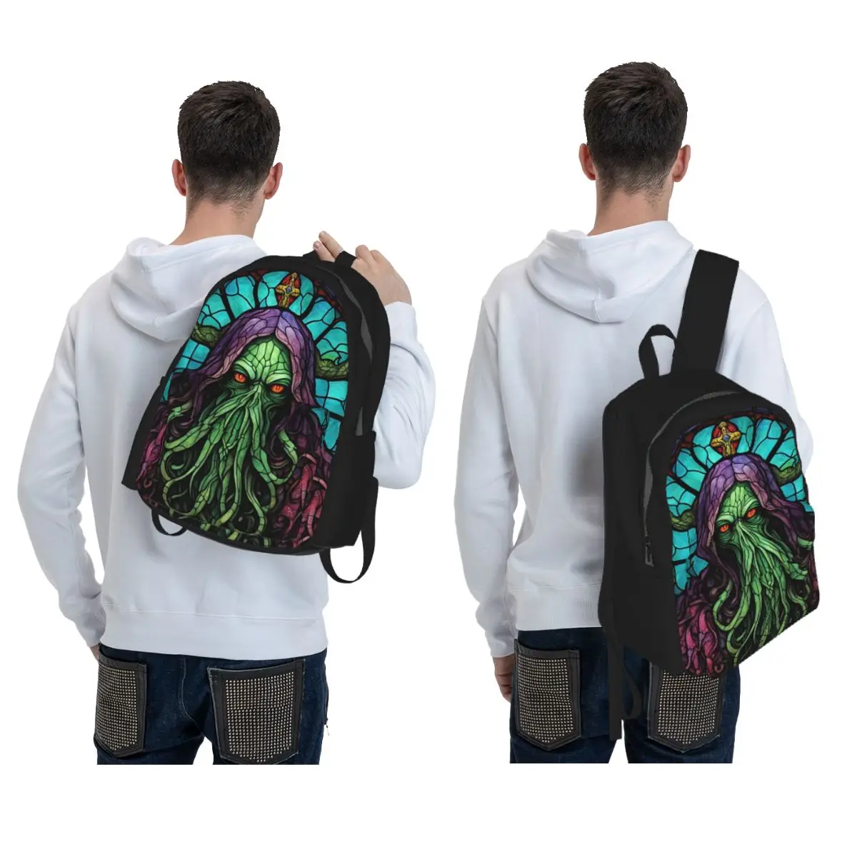 Cthulhu Stained Glass Tentacles Backpack Student BookBag Children School Bag Laptop Shoulder Bags for Men Women