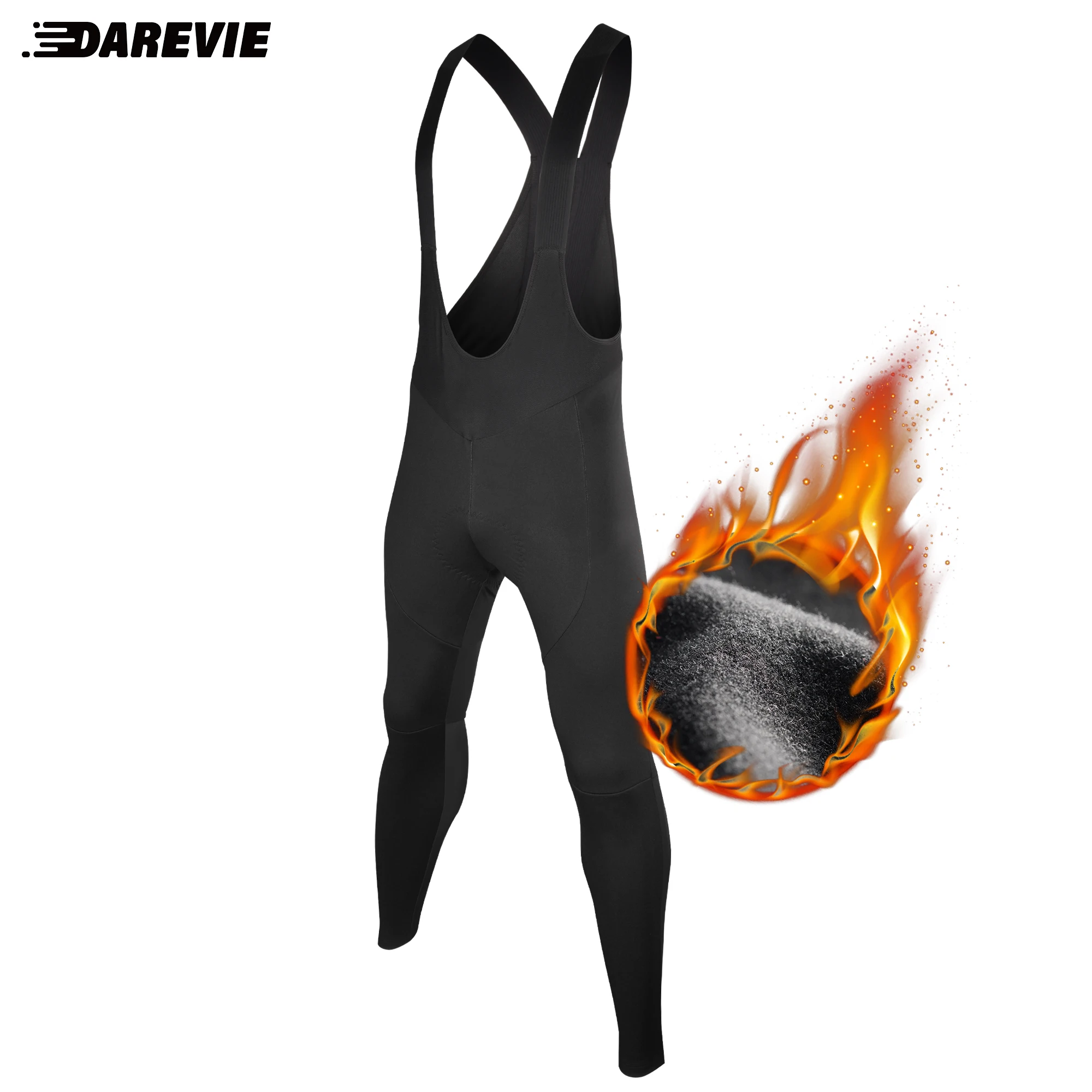 DAREVIE Fahrrad-Trägerhose, Winter, warm, Thermo-Fleece, winddicht, Radhose, Anti-Wasser-Radsport-Trägerhose, Hose, 120 kg/m3 Pad – Detail 12