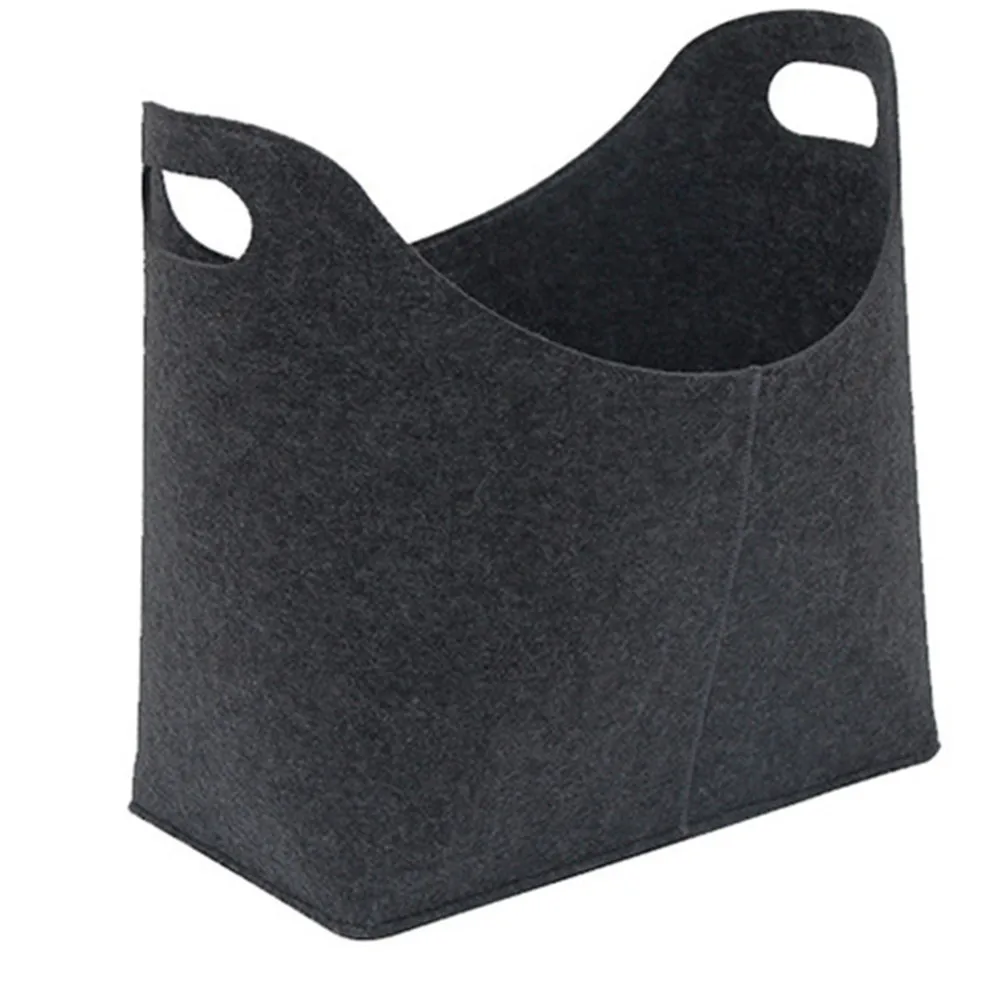 

Durable Felt Storage Basket with Handle Foldable Open Storage Firewood Basket Convenient to Use for Home Organization
