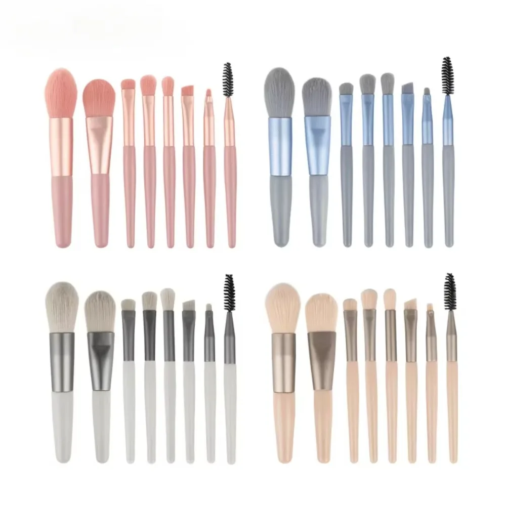 NEW 8Pcs/Set Travel Makeup Brush Eyeshadow Foundation Brush Portable Blusher Blending Concealer Cosmetic Brushes Make Up Tool