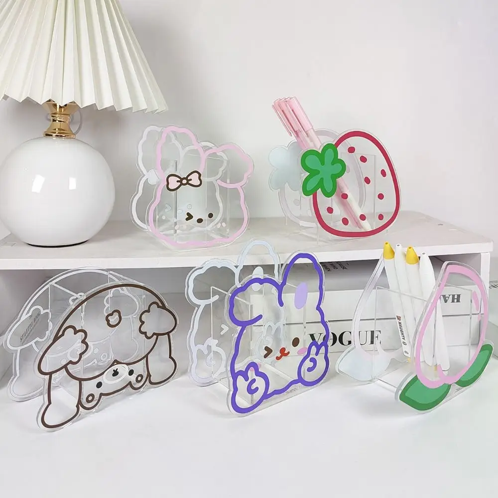 

Милые животные Kawaii держатель для карандашей прозрачный утолщенный стационарный ящик для хранения акриловый мультяшный настольный органайзер для ручек для девочек