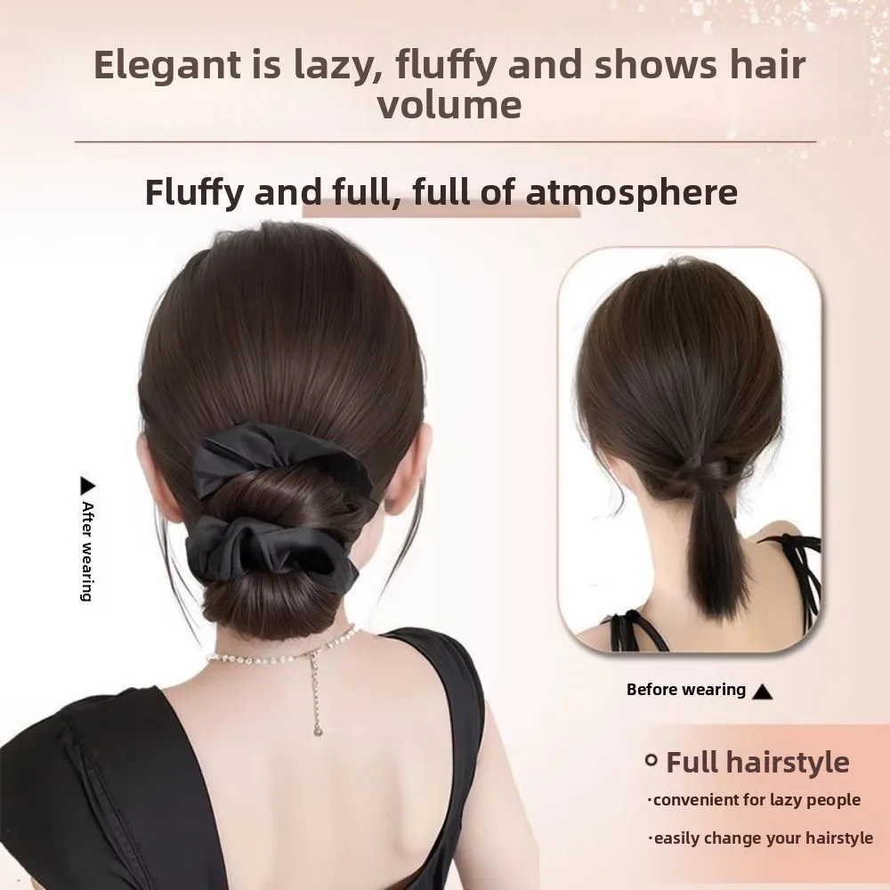 Nuevo moño de pelo sintético, Clip de garra marrón con lazo para el pelo, peluca con cabeza de moño, accesorios para el cabello postizo esponjoso