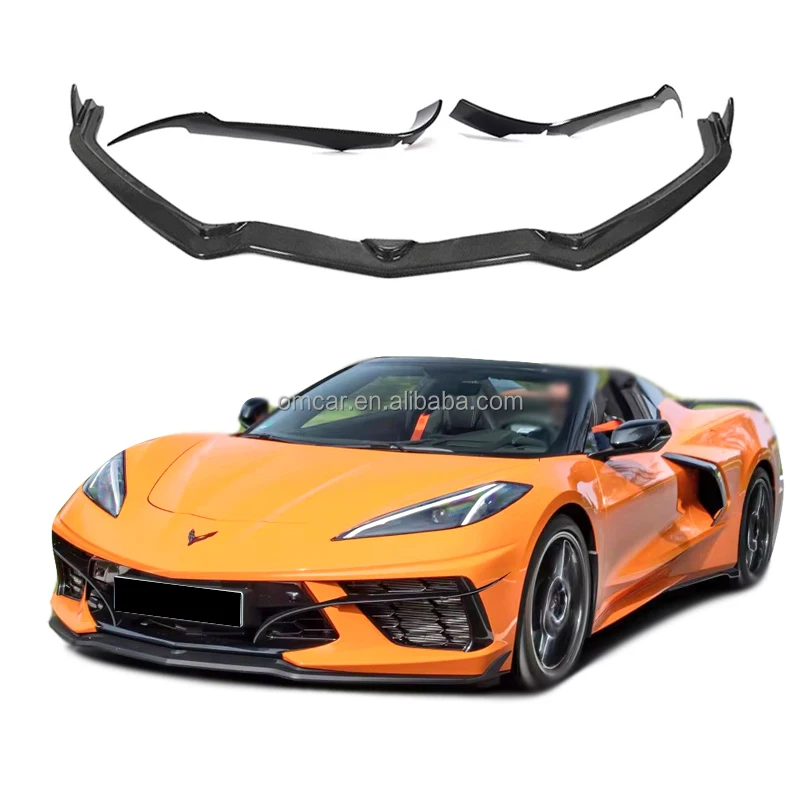 Car Exterior Accessories Carbon Fiber Front Bumper Splitter Lip Intake Vents Canards Body Kit For Chevrolet Corvette C8 2020 On