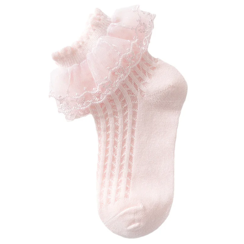 Chaussettes de danse en dentelle pour filles, fines, blanches, en maille respirante, en coton, pour princesse, printemps automne