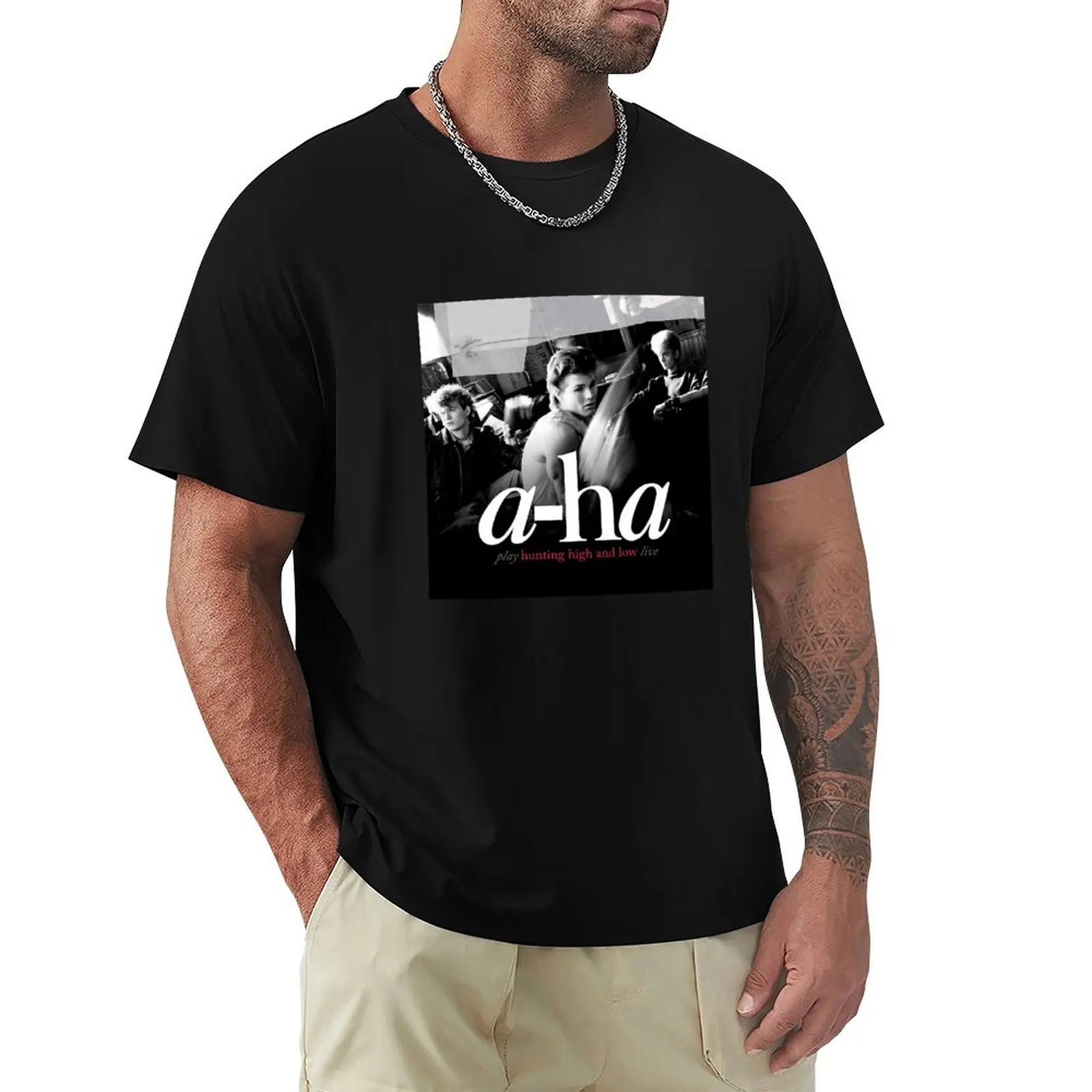 

high hunting a-ha and low play T-Shirt Clothing customs T-shirts for men cotton