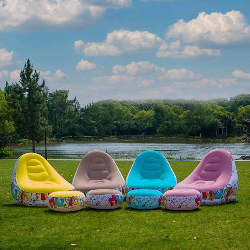 Thick Inflatable Lazy Sofa Portable Camping Lounge Foldable Air Mattress For Bedroom Daily Leisure Use