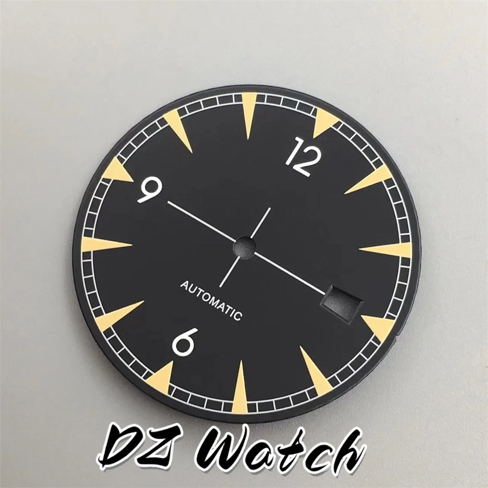 White Green Blue Black 33mm watch dial Green luminous fit NH35 movement