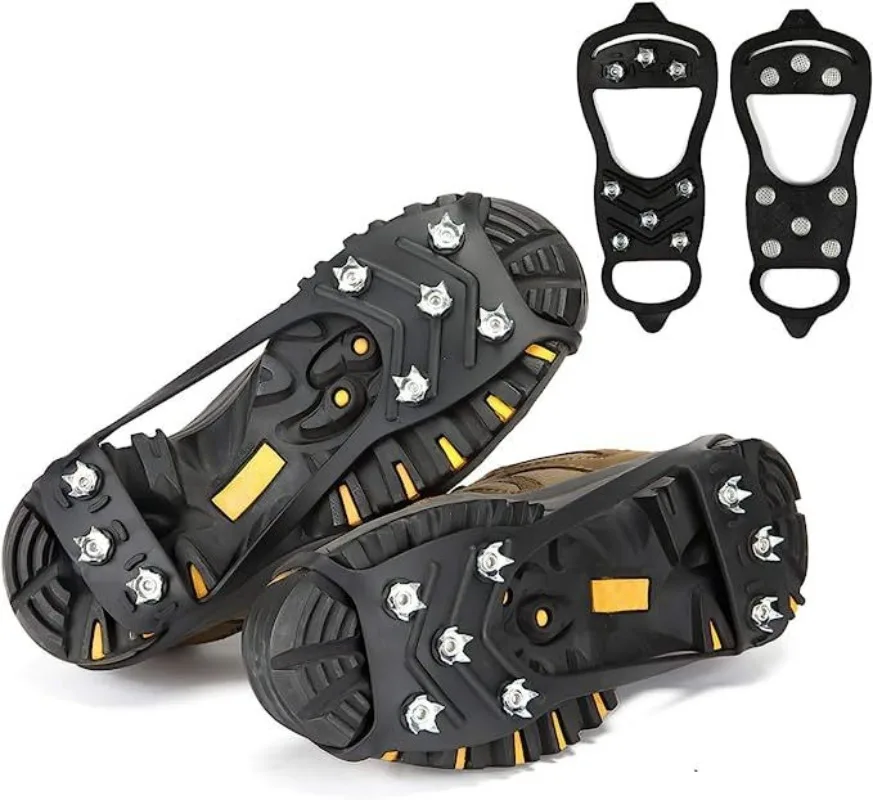 Pinça de gelo para sapatos, Neve Crampon, Chaveiros de caminhada antiderrapantes, Espinhos de tração, 8 Stud, Neve Spikes, 8 Dentes