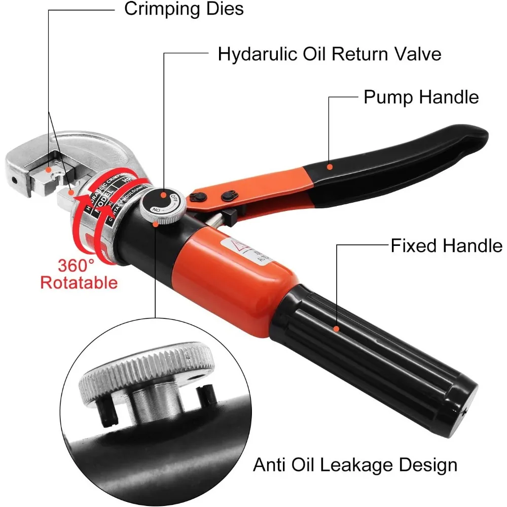 10 Ton Hydraulic Crimping Tool with 11 Dies for Stainless Steel Cable Railing and Battery Cables