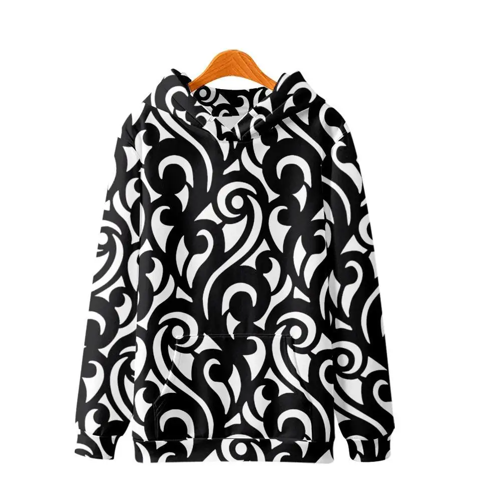 

Cartoon Black White Pattern Printed Long Sleeve Pullover Hoodies Autumn Casual Couple Men Women Sweatshirt Harajuku Streetwear