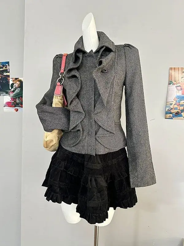 

Винтажное женское пальто с эффектом похудения, длинными рукавами, приталенным силуэтом, утепленное, осенне-зимнее, модная верхняя одежда