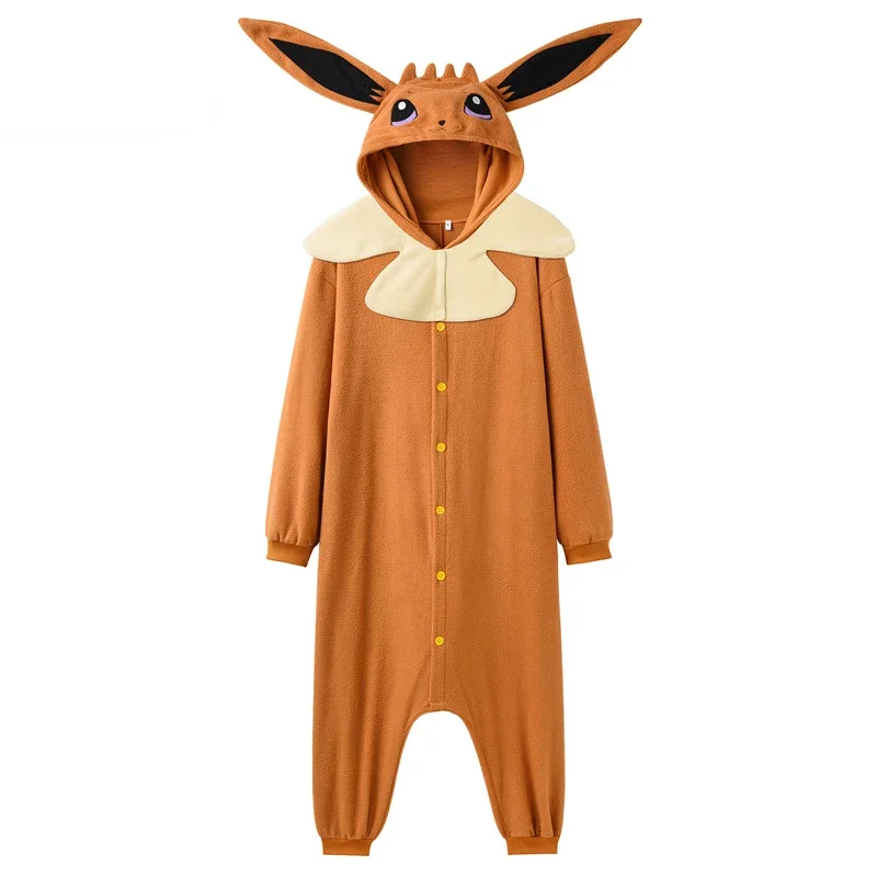 Poemon Onesies Eevee Cosplay Costume Women Kigurumi Cartoon Pajamas Animal One-Piece Full Body Pijama Christmas Halloween Gift