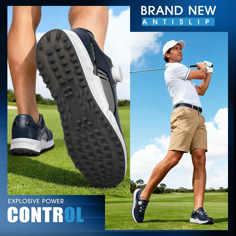 PGM New Golf Shoes Men Shock Absorption Spiked Sports Shoes Waterproof Autumn Shoes