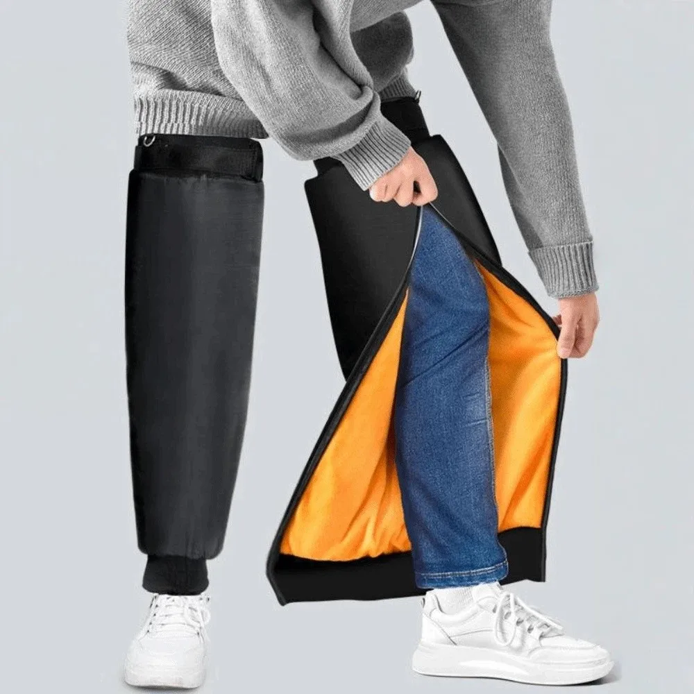 

70CM Winter Extended Motorcycle Knee Pads Thicken Waterproof Cycling Leg Warmer Protection From Cold Cotton Velvet