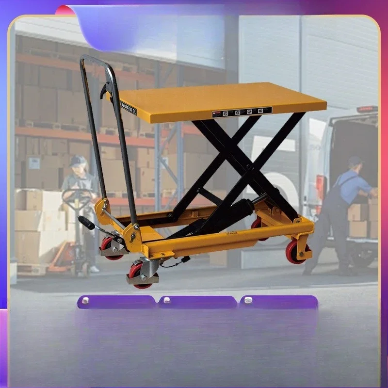 Manual lifting platform car Small hydraulic scissor lift platform car