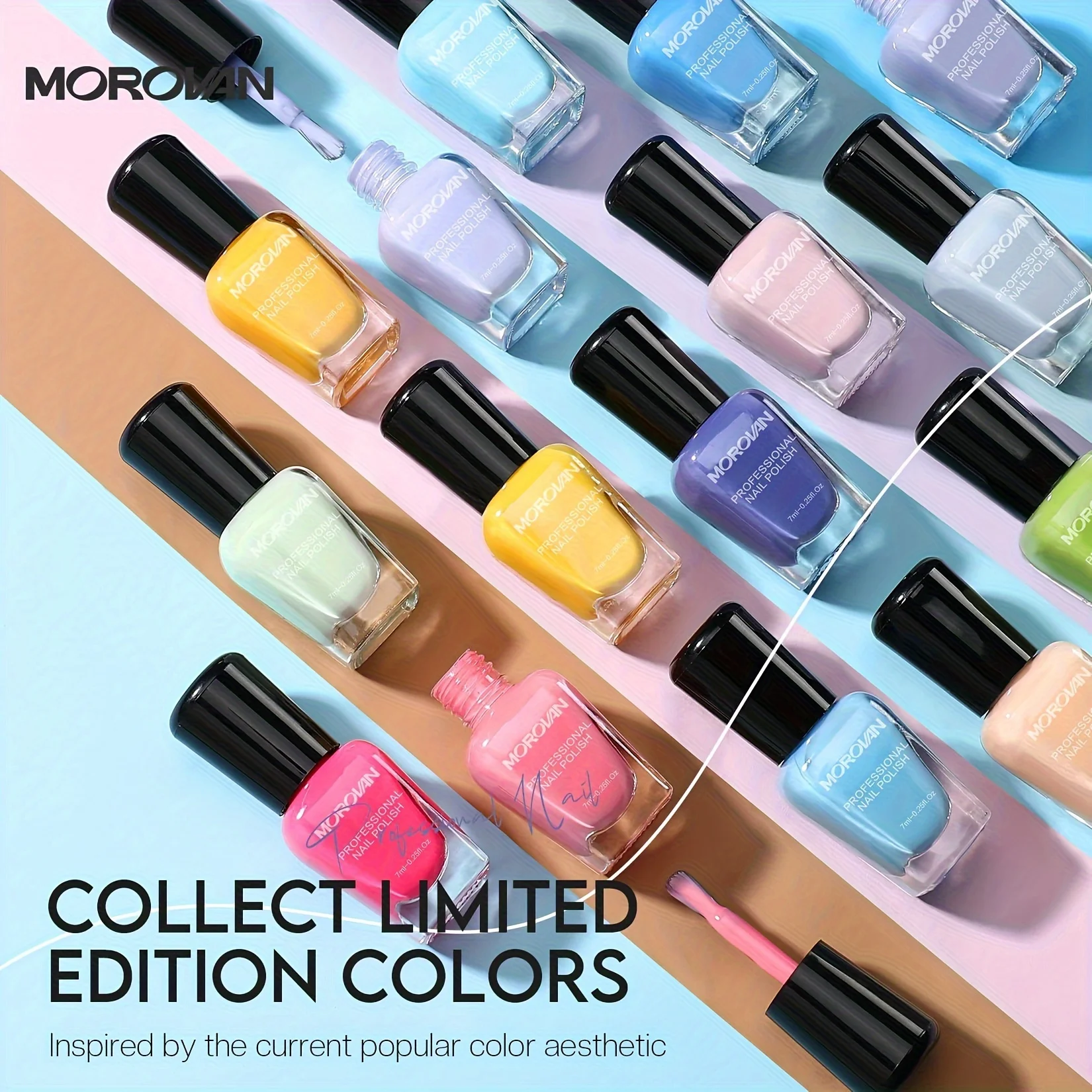 Morovan 15 Color Nail Polish Set：Air dry Regular Quick dry Nail Polish Pack 0.25oz Spring Summer Nail Polish Kit Gift for Women