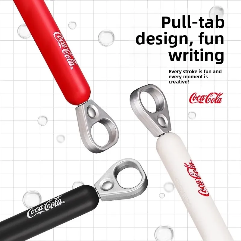 قلم جل محدود من KACO Coca-Cola، Kawaii Cherry Pull-Tab Ins لتخفيف الضغط، Canetas 0.5 مم أسود للواجبات المنزلية واللامتحان والمخطط