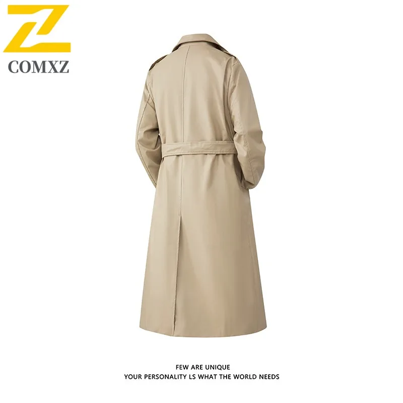 COMXZ Men's New Autumn Turn-Down Collar Casual Trendy Mid-Length Windbreaker Waterproof Windproof breathable lightweight Jacket