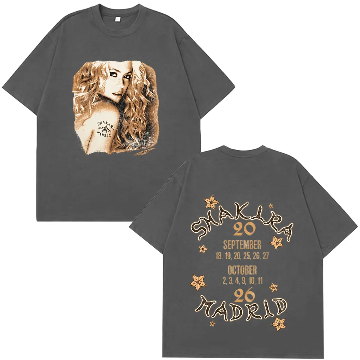 Shakira Las Mujeres Ya No Lloran 2026 Tour Print T-Shirts Herren Damen Mode T-Shirts Lässige Baumwoll-Oversize-Vintage-T-Shirts – Detail 7