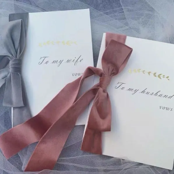 INS 2pcs Wedding Favor Advanced Flora merry Speech Book Ribbon The Guests Creative His And Her Vows Card Photo Props 14x20cm