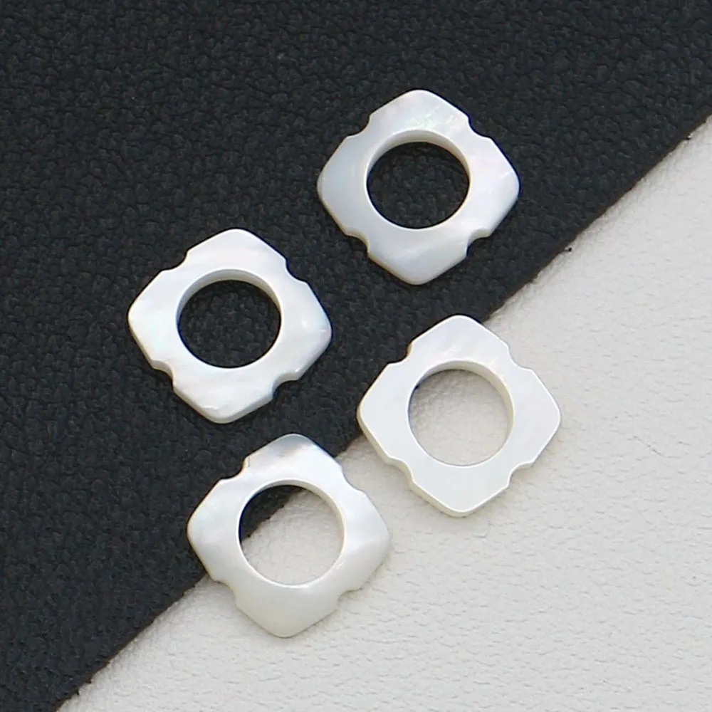 

4pcs Natural White Shell Flat Square Large Hole Bead 10x10mm Mother-of-Pearl Classic Necklace Earring Handmade Jewelry Component