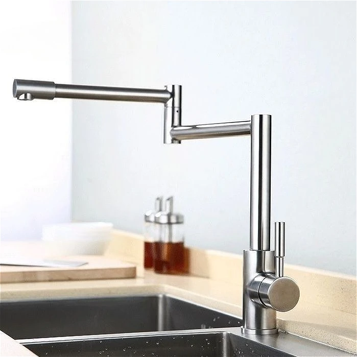 

Folding Kitchen Faucets Household Cold Hot Mixer Tap 360 Degree Swivel Single Handle Nickel Kitchen Sink Basin Taps