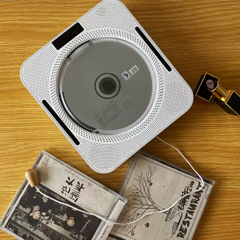 Wall Mounted Bluetooth CD Player, Retro Audio Player Built-in Speaker, Home Album Disc Player for Music & English Learning